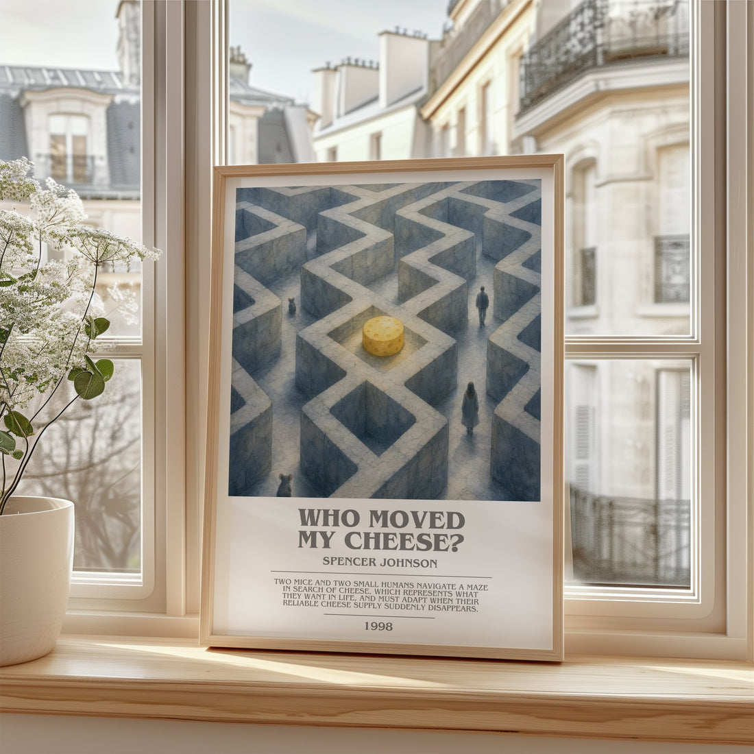 Who Moved My Cheese? bookish poster colour and style options – Spencer Johnson book art