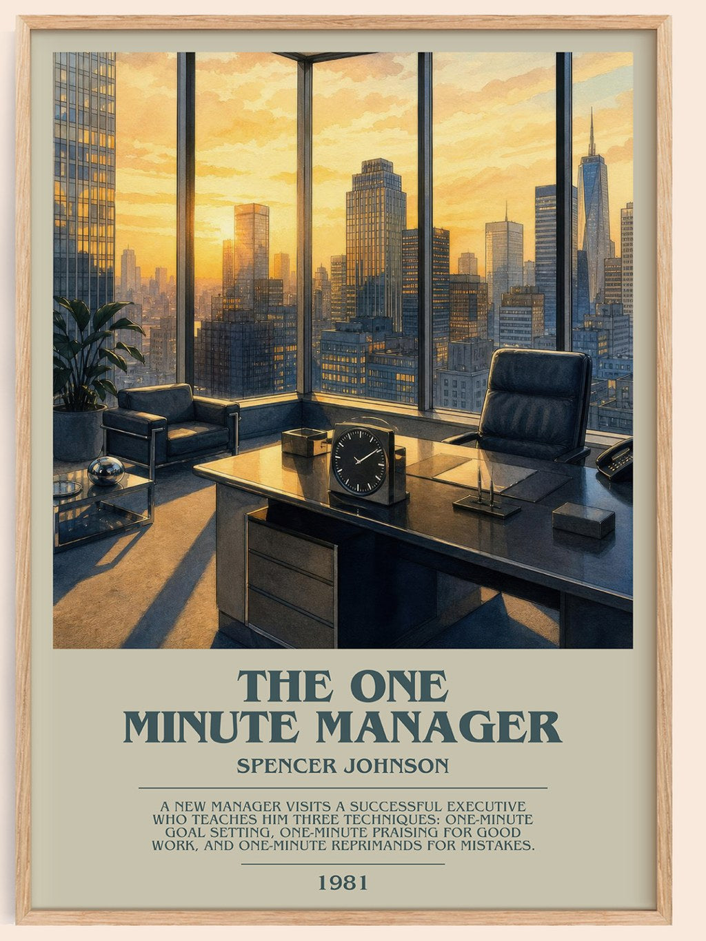 The one minute manager bookish book poster by Spencer Johnson – framed literary art print