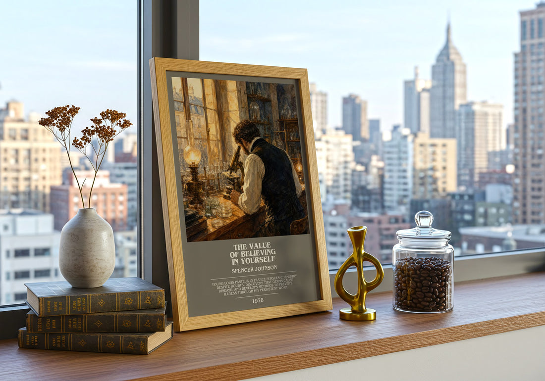 The Value of Believing in Yourself bookish print framed by window – literary home decor