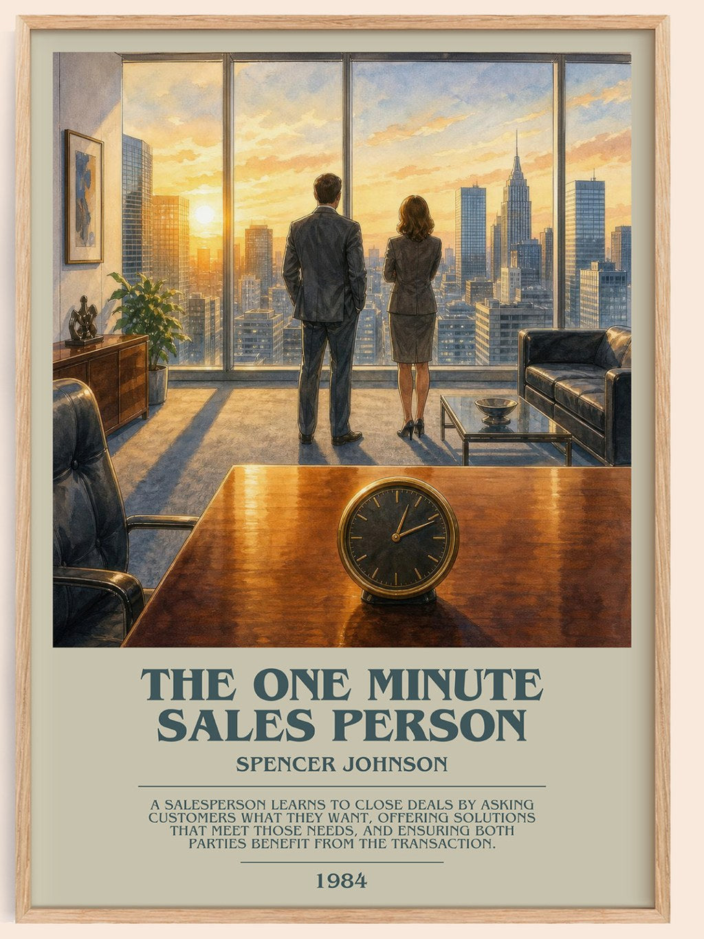 The one minute sales person bookish book poster by Spencer Johnson – framed literary art print