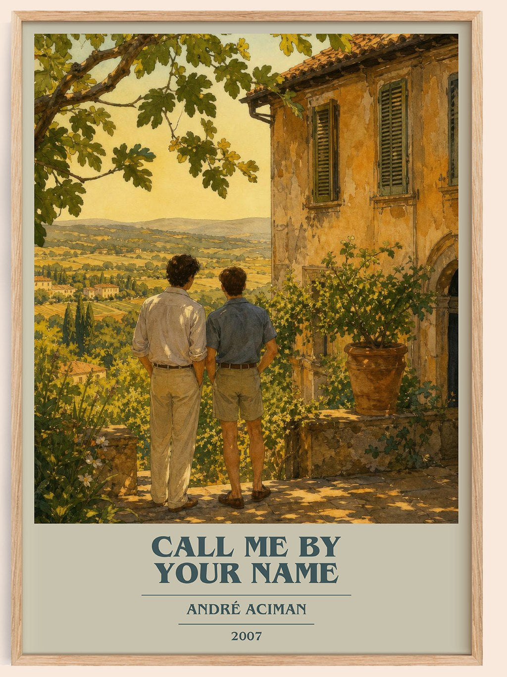 Call Me by Your Name book cover book poster by André Aciman – framed literary art print