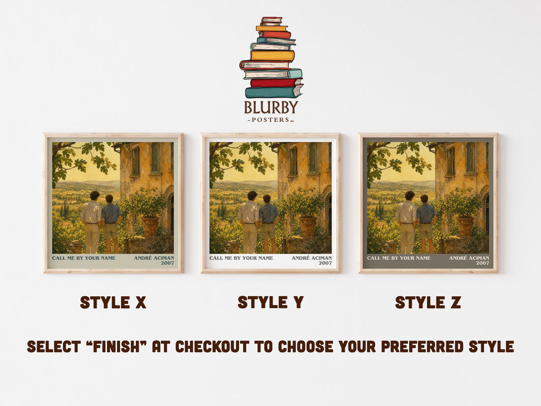 Call Me by Your Name literary print in frame leaning in hallway – literary fiction wall art (mockup)
