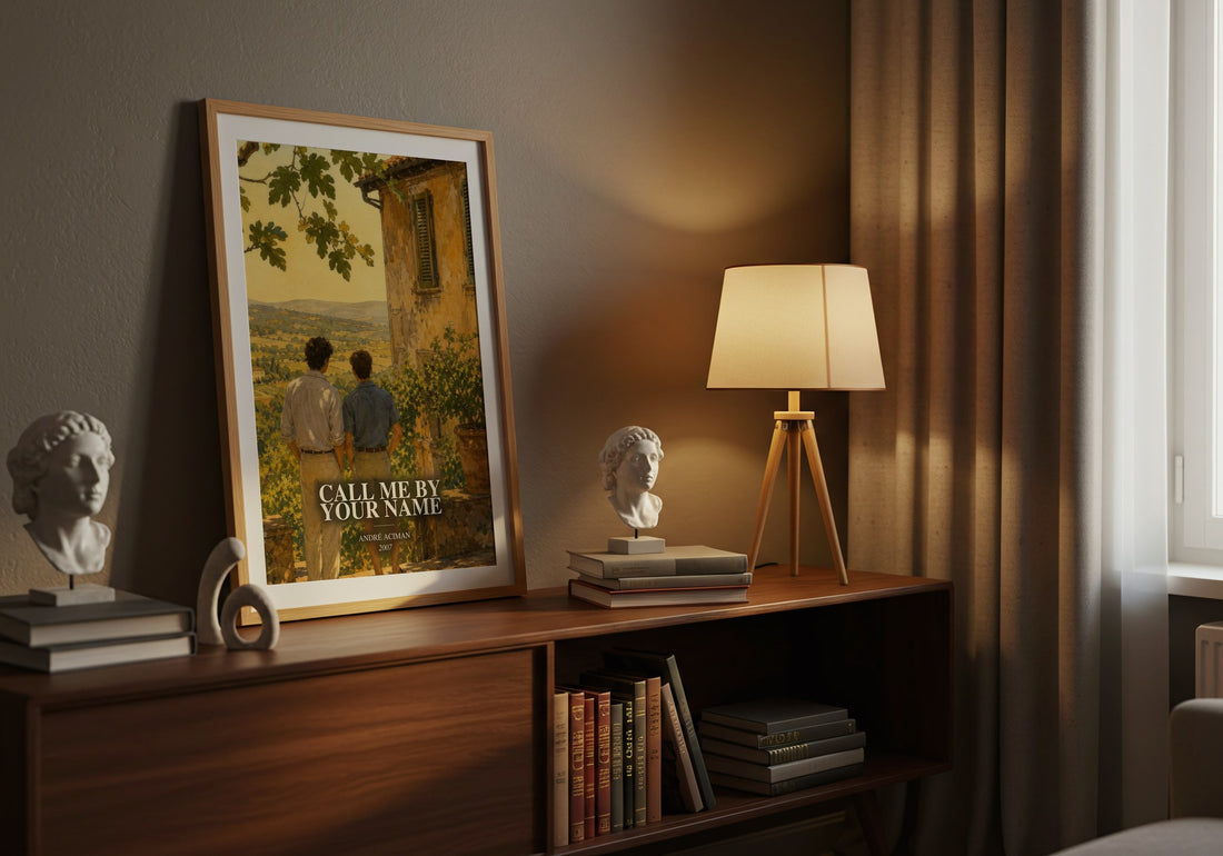 Call Me by Your Name watercolour print on bookshelf – André Aciman fan gift