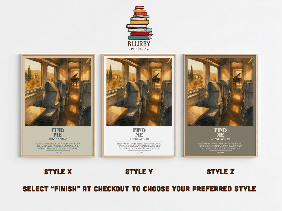 Find Me bookish print in frame leaning in hallway – romance wall art (mockup)
