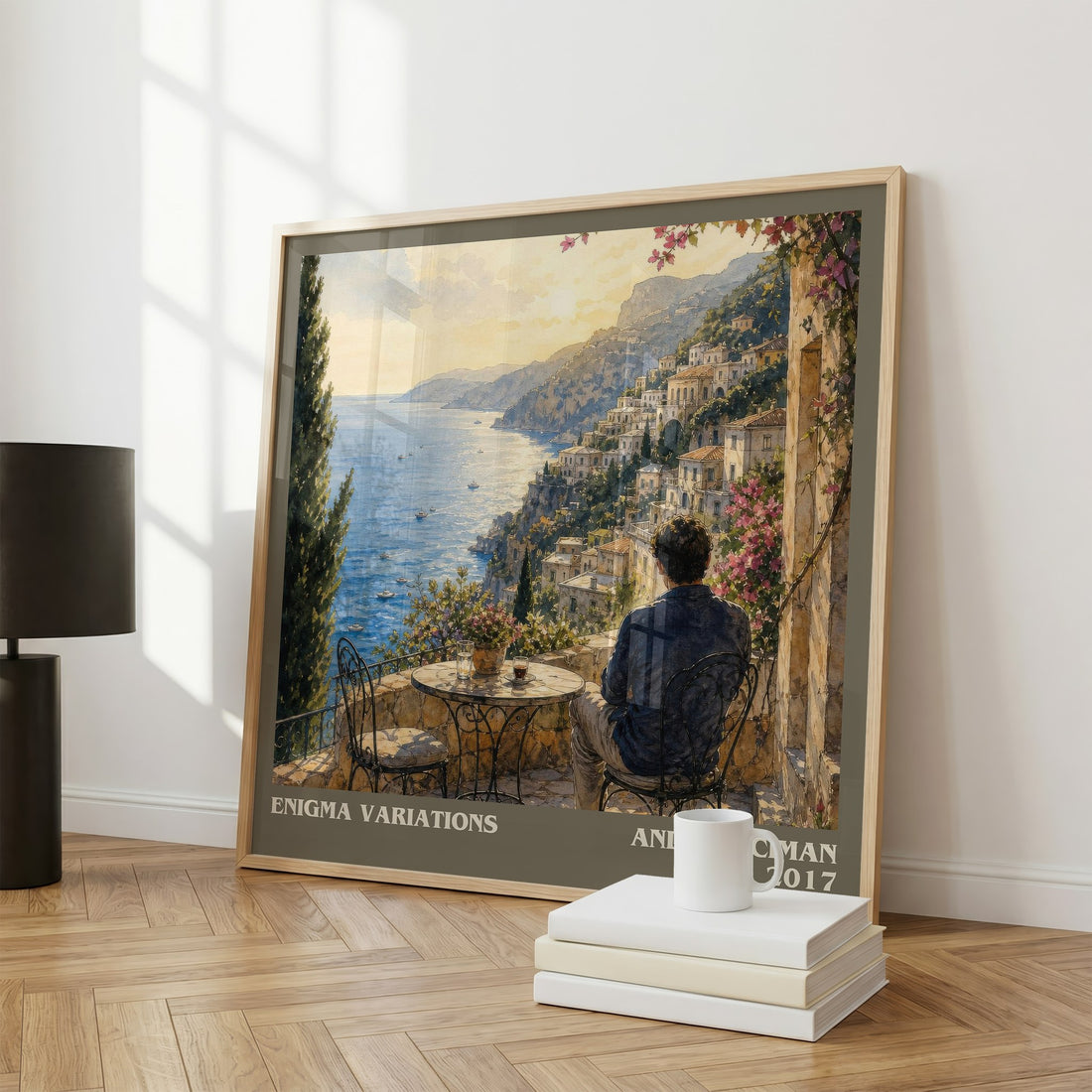 Enigma variations literary print framed by window – literary home decor