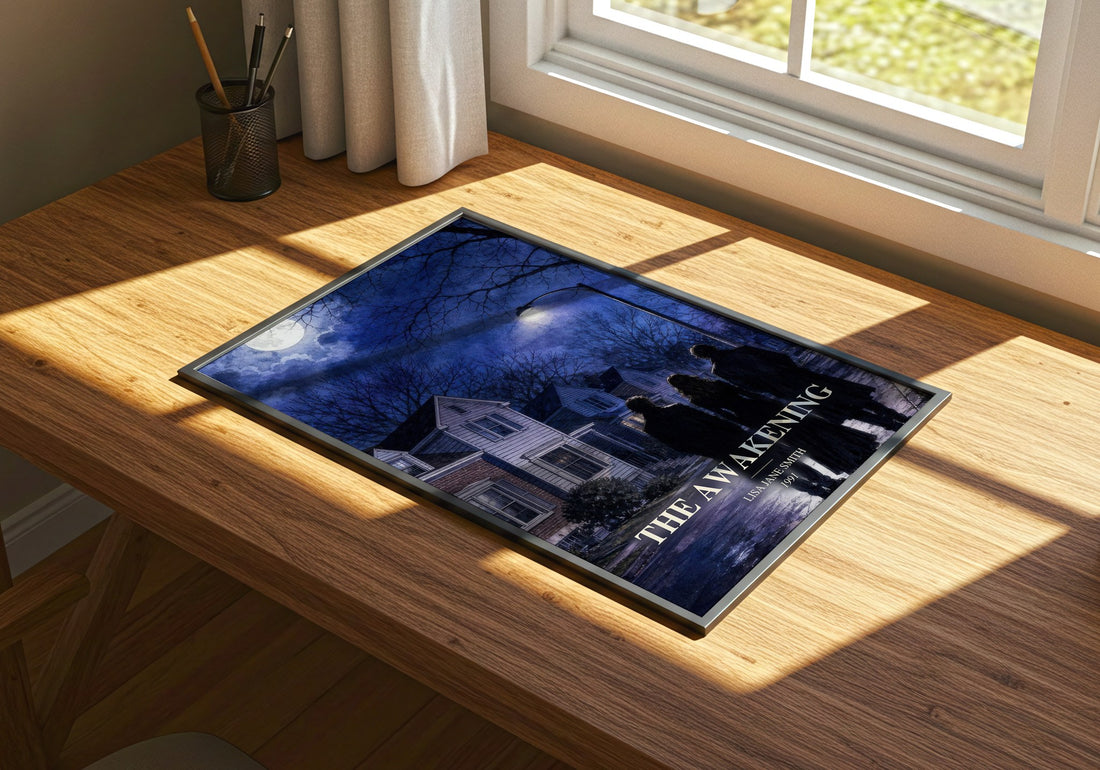 The Awakening watercolour book poster framed on wall – young adult wall art