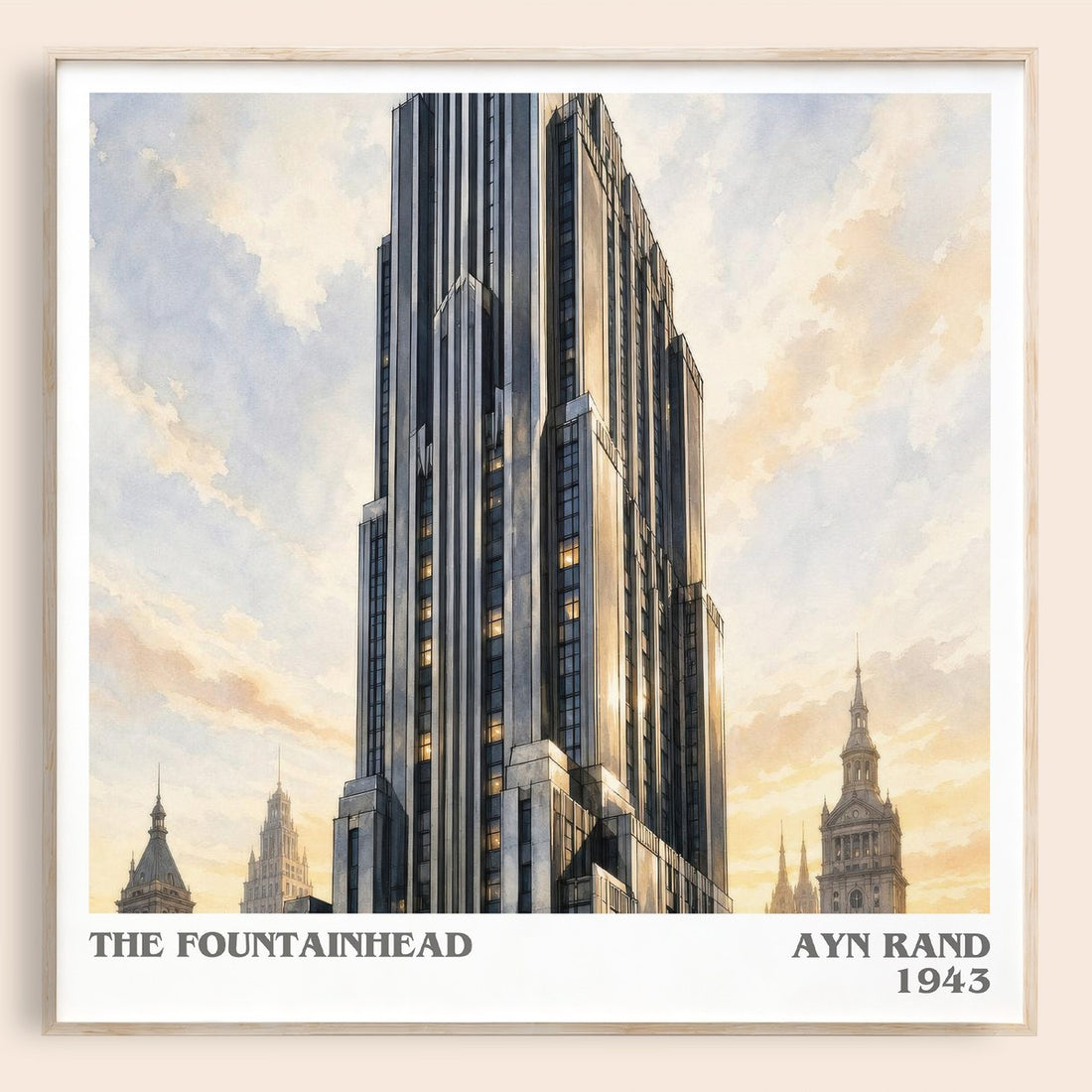 The Fountainhead literary book poster by Ayn Rand – framed literary art print