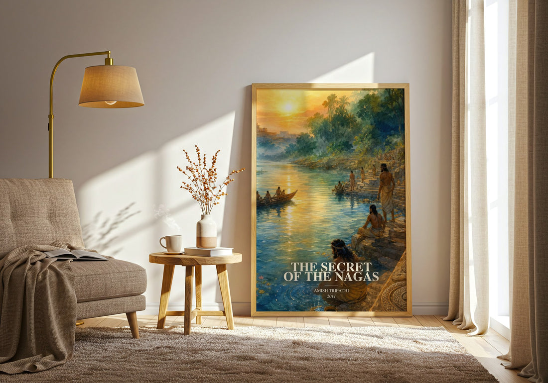 The Secret of the Nagas watercolour print in frame leaning in hallway – fantasy wall art