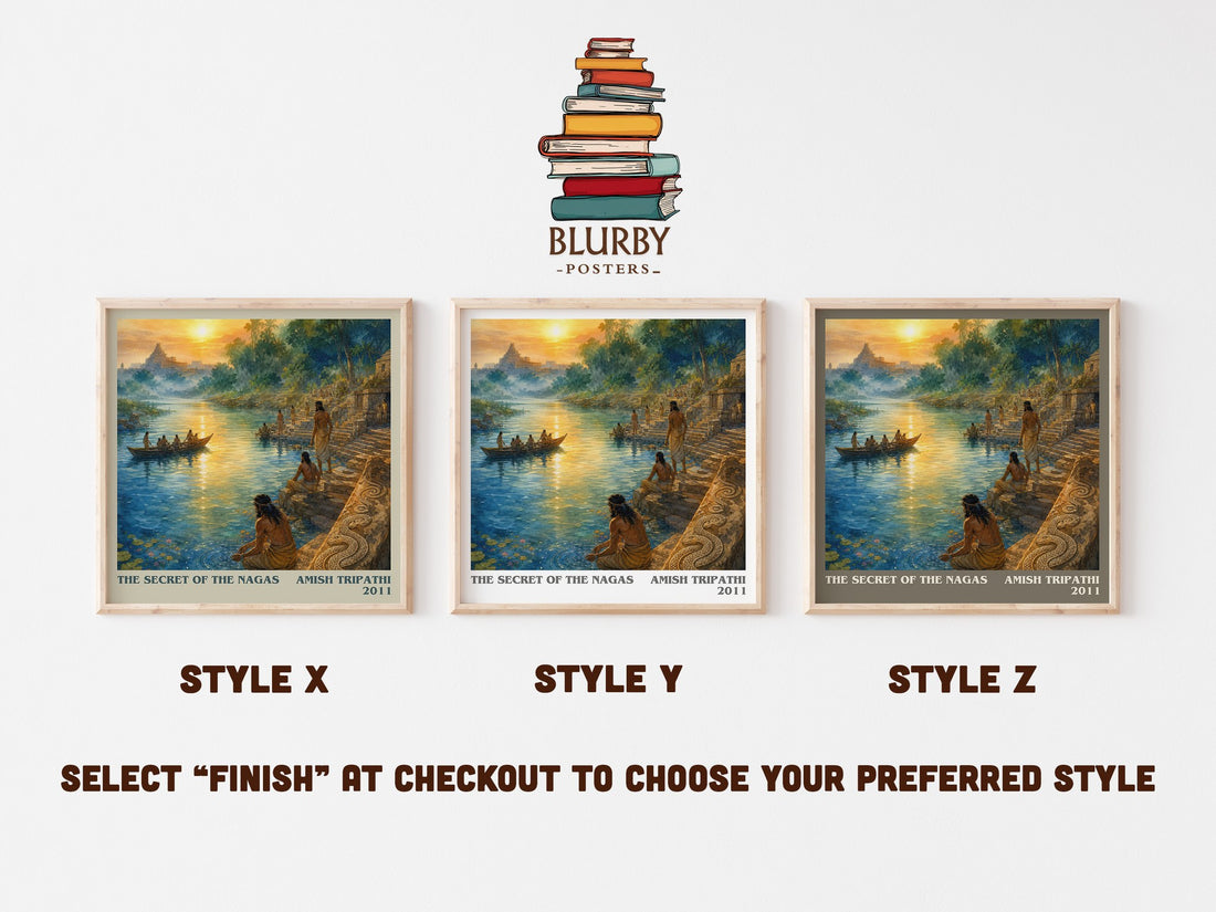 The Secret of the Nagas literary print in frame leaning in hallway – fantasy wall art (mockup)