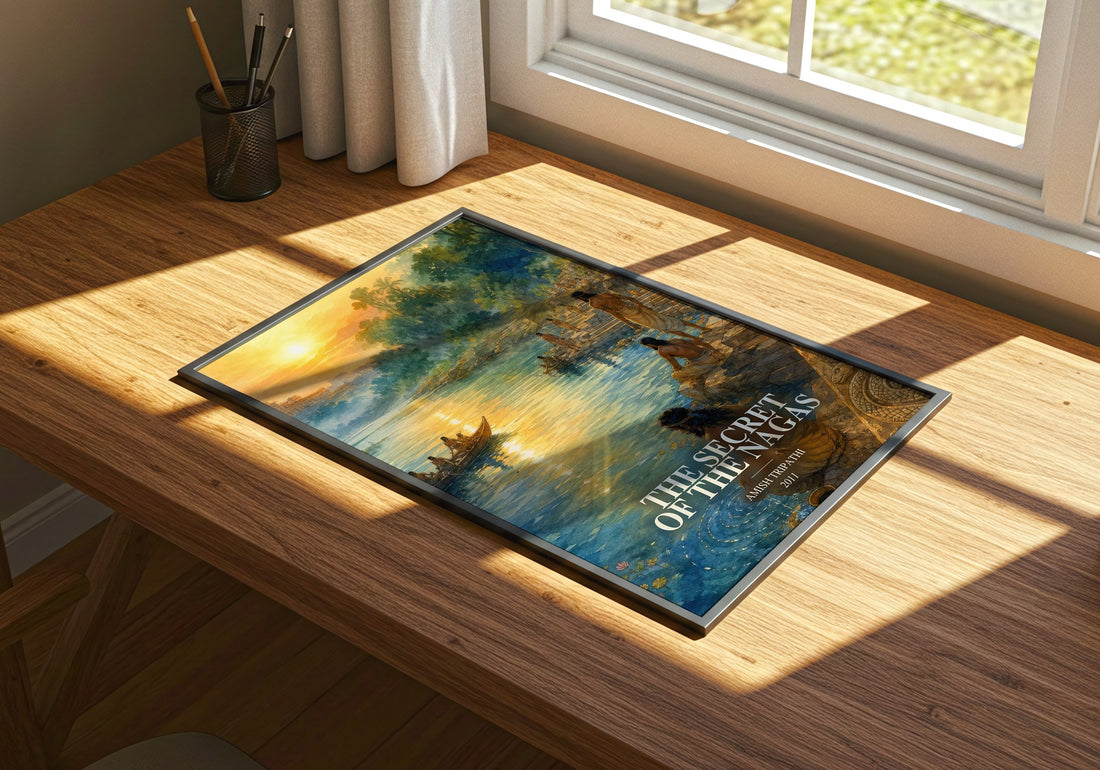 The Secret of the Nagas watercolour book poster framed on wall – fantasy wall art
