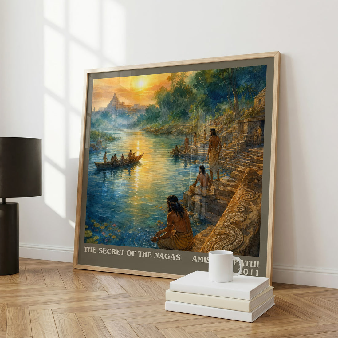 The Secret of the Nagas literary print framed by window – literary home decor