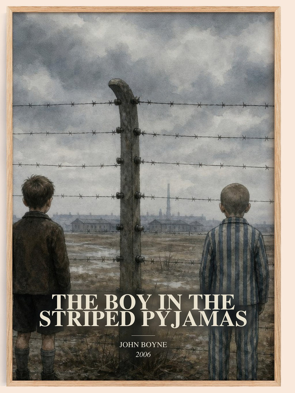 The Boy in the Striped Pyjamas watercolour book poster by John Boyne – framed literary art print