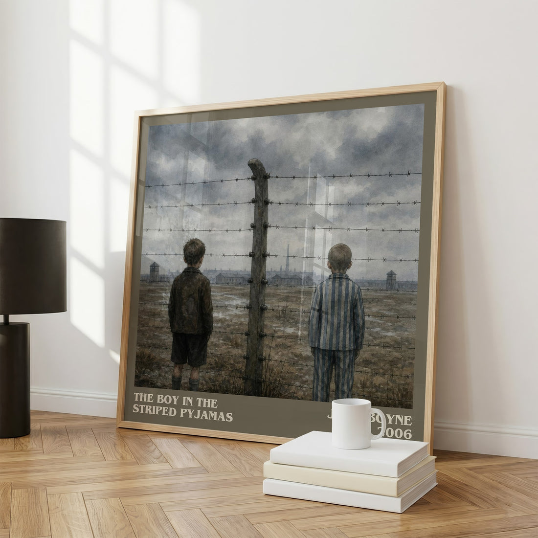 The Boy in the Striped Pyjamas literary print framed by window – literary home decor