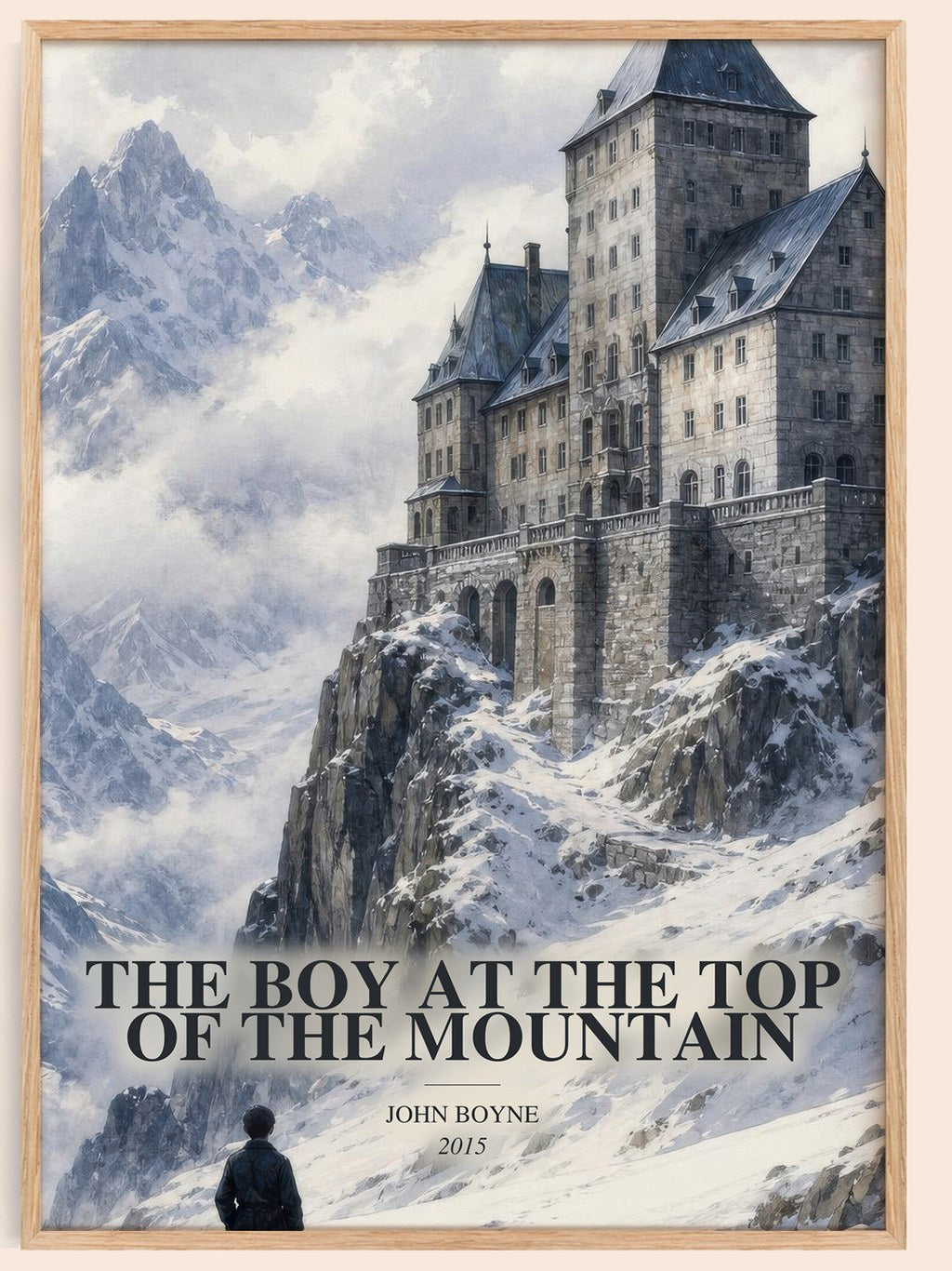 The Boy at the Top of the Mountain watercolour book poster by John Boyne – framed literary art print