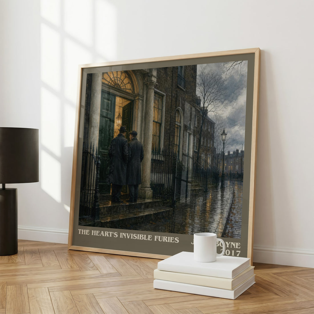 The Heart's Invisible Furies literary print framed by window – literary home decor
