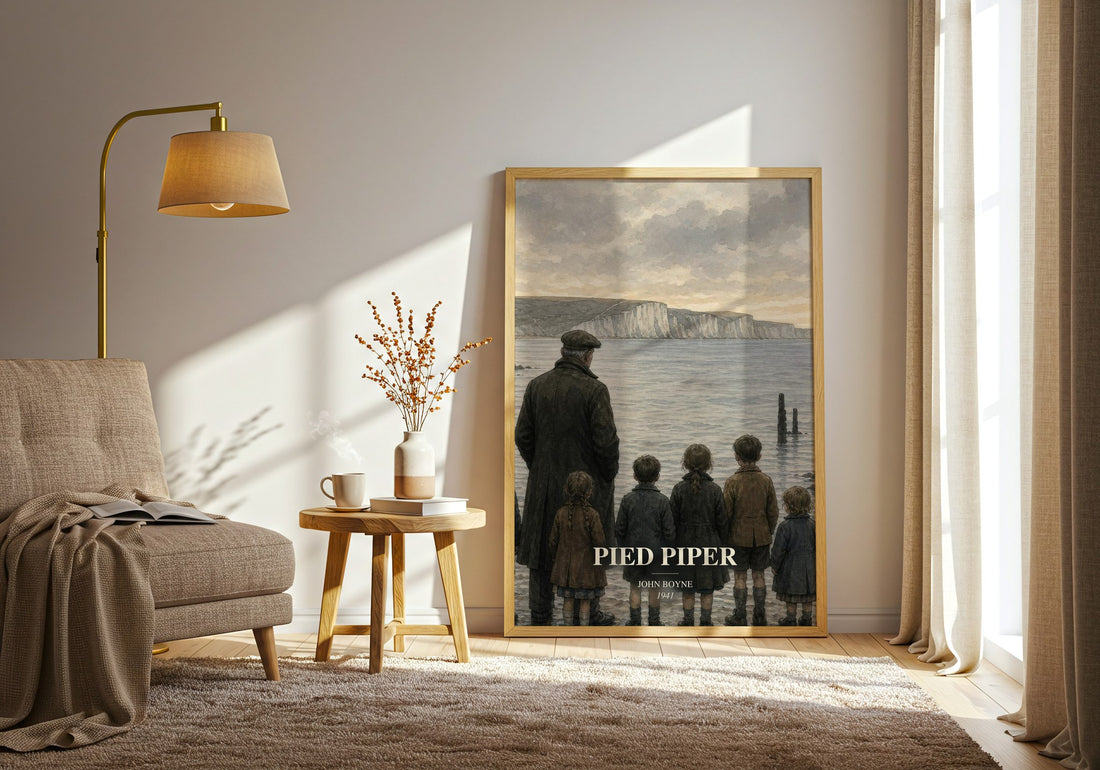 Pied Piper watercolour print in frame leaning in hallway – historical fiction wall art