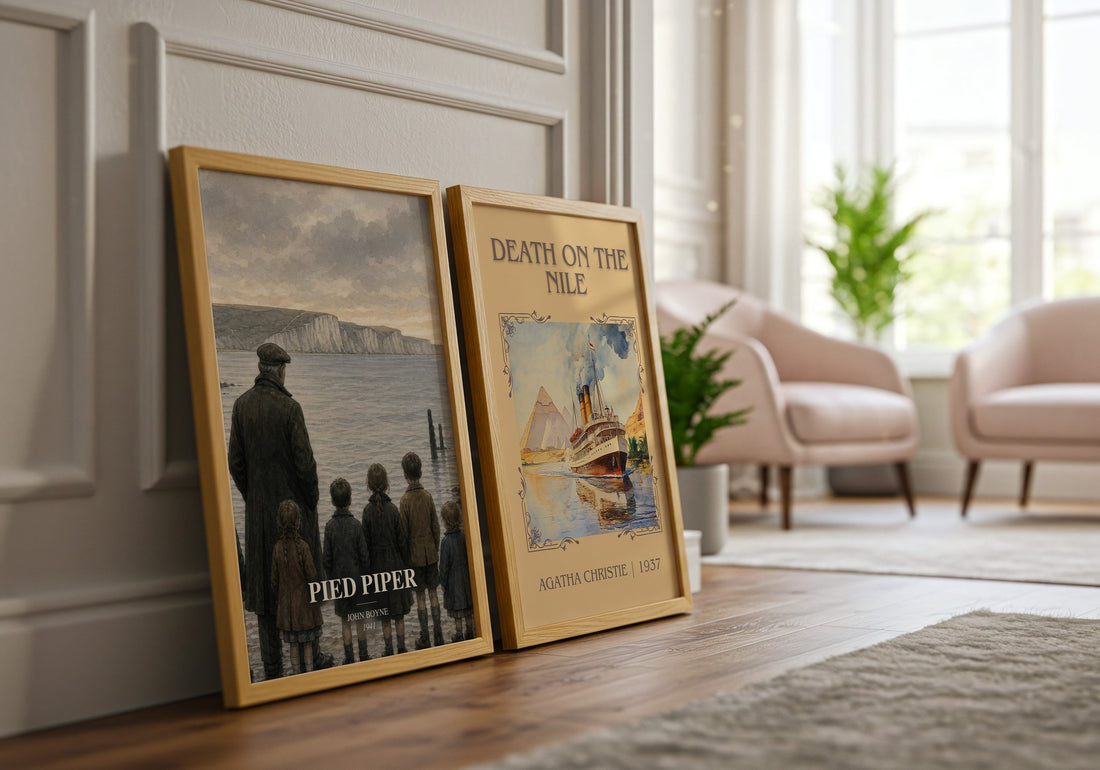 Pied Piper watercolour print framed by window – literary home decor
