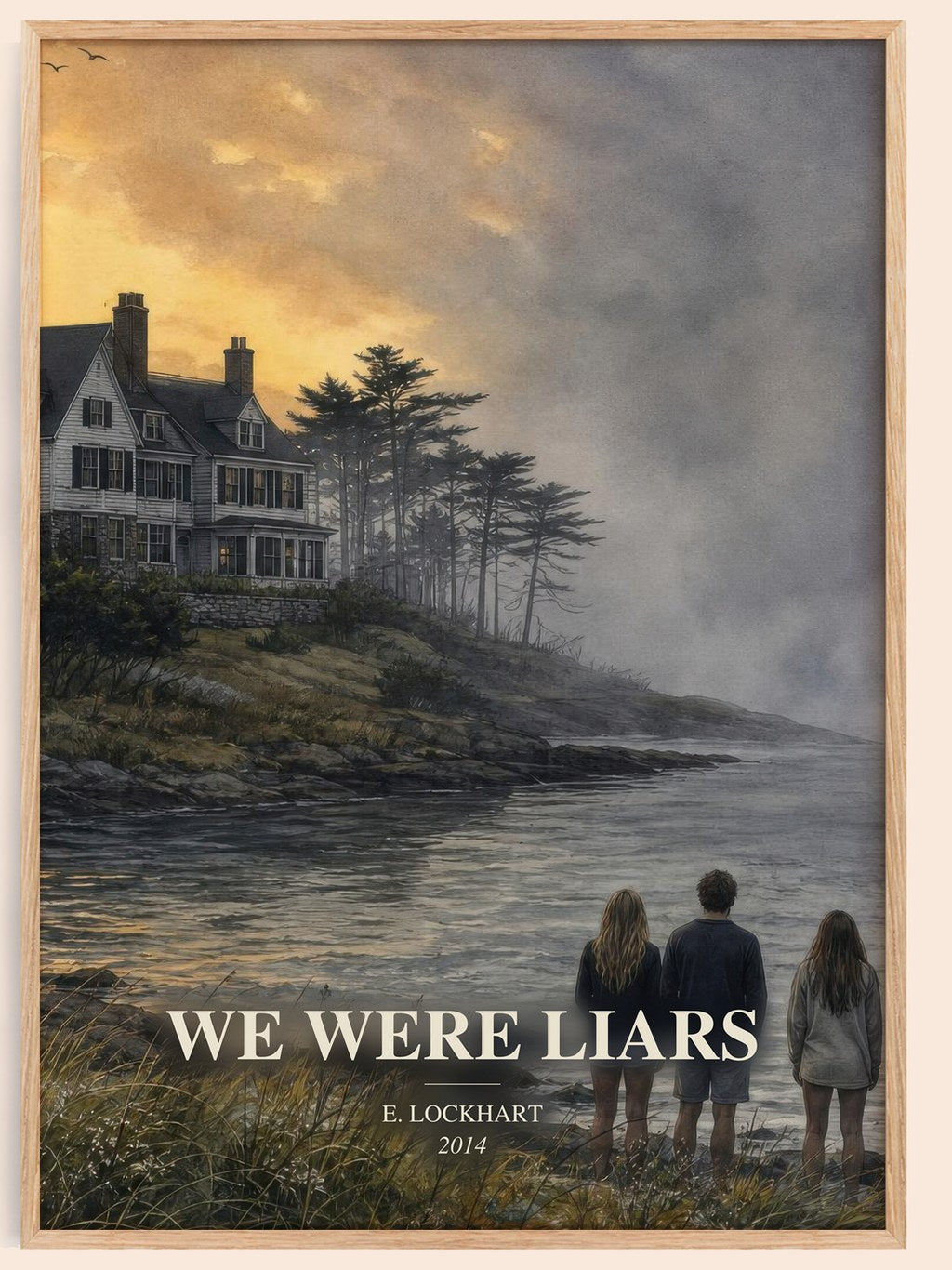We Were Liars watercolour book poster by E. Lockhart – framed literary art print