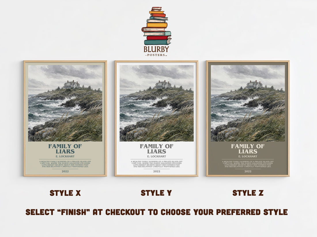 Family of Liars bookish print in frame leaning in hallway – young adult wall art (mockup)