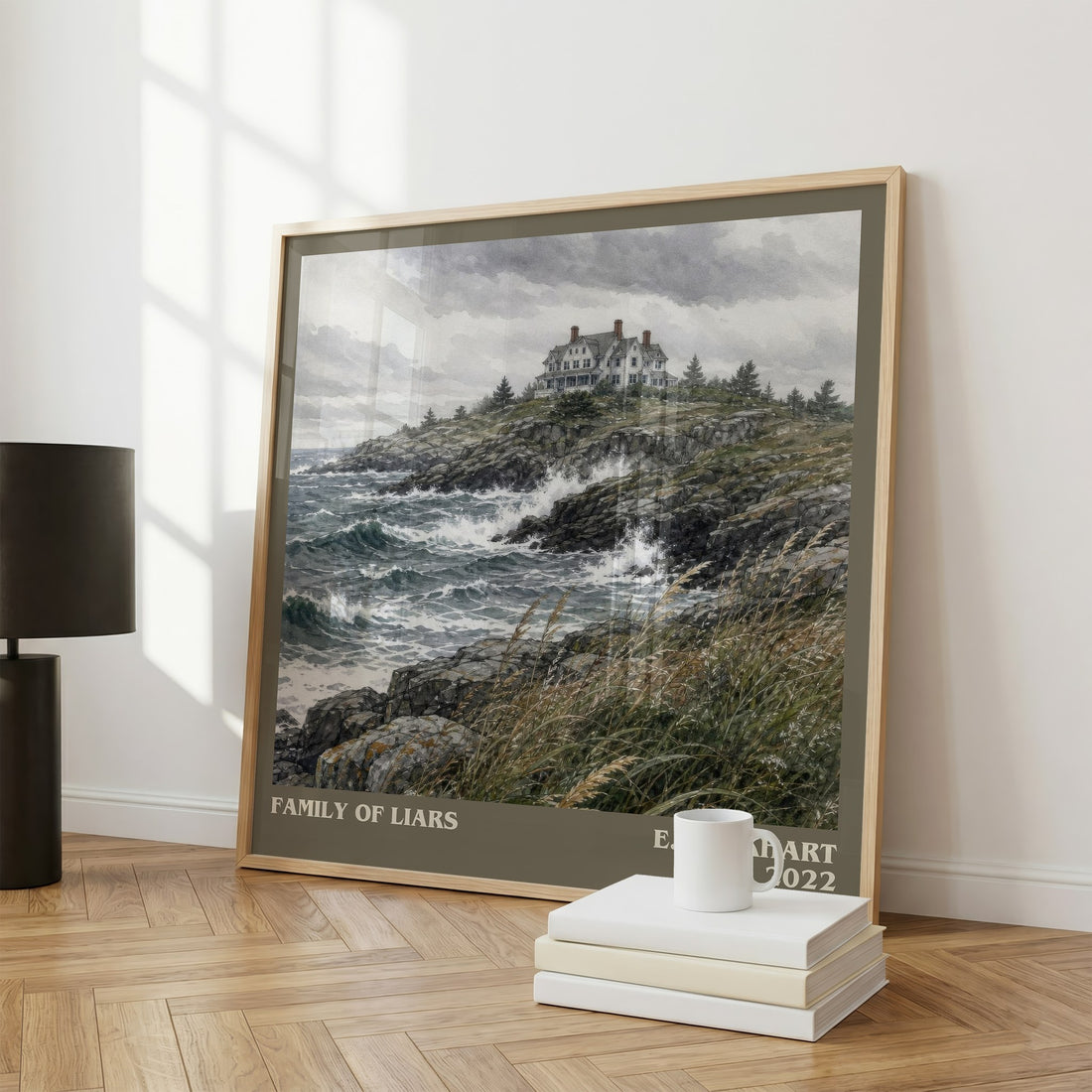 Family of Liars literary print framed by window – literary home decor