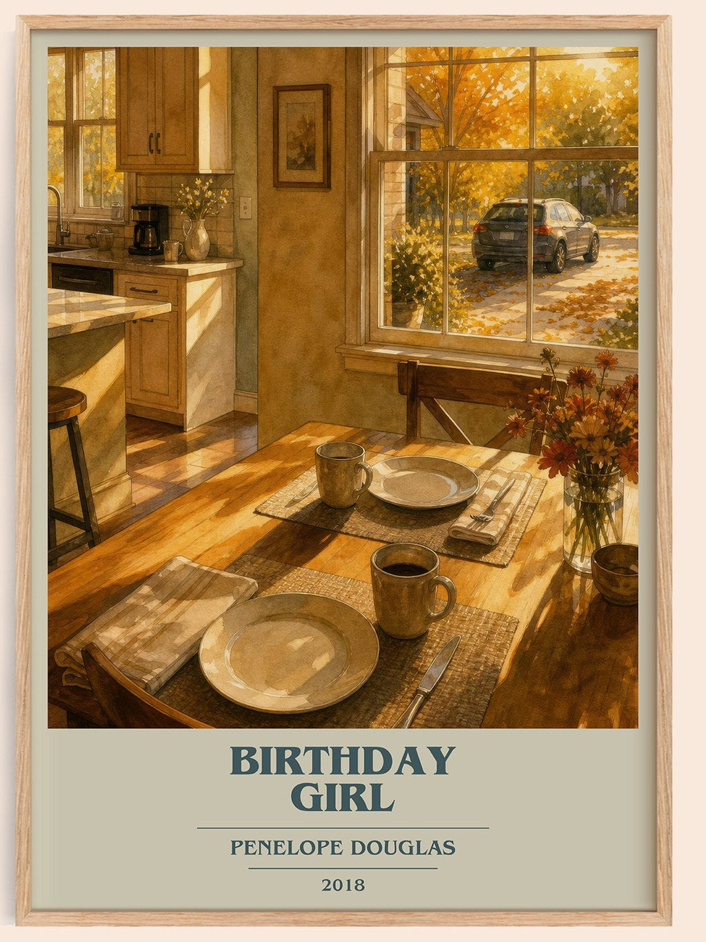 Birthday Girl book cover book poster by Penelope Douglas – framed literary art print