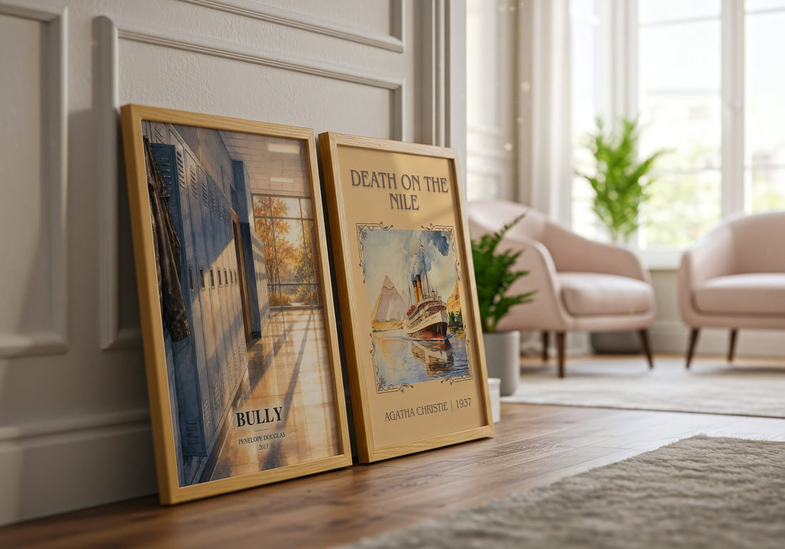 Bully watercolour print framed by window – literary home decor
