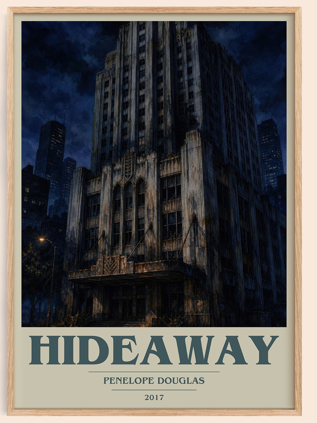 Hideaway book cover book poster by Penelope Douglas – framed literary art print