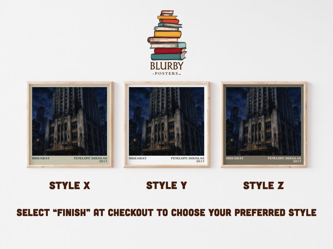 Hideaway literary print in frame leaning in hallway – romance wall art (mockup)
