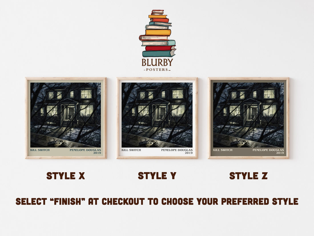 Kill Switch literary print in frame leaning in hallway – romance wall art (mockup)