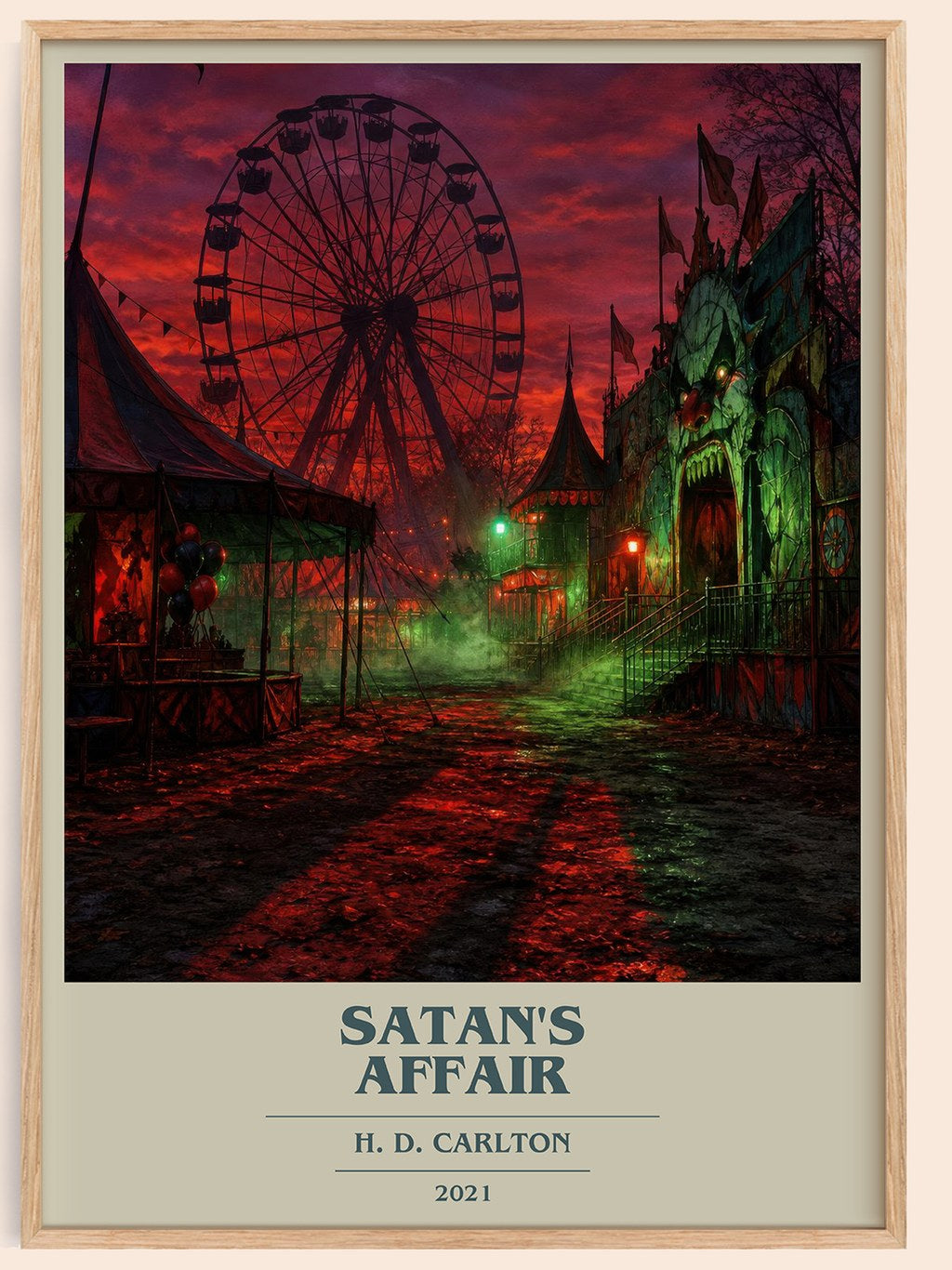 Satan's Affair book cover book poster by H. D. Carlton – framed literary art print