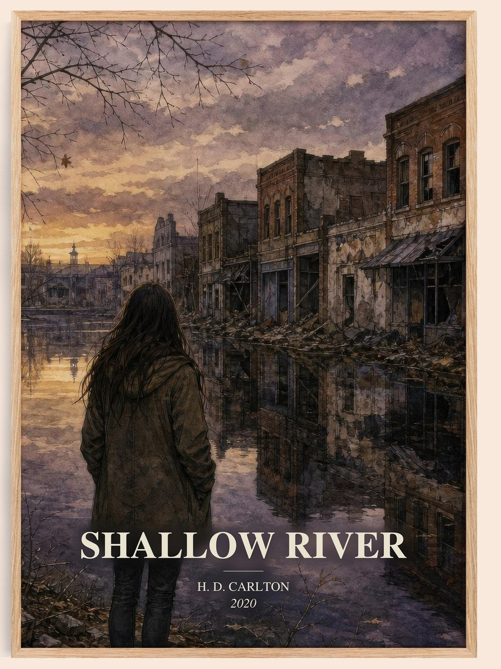 Shallow River watercolour book poster by H. D. Carlton – framed literary art print