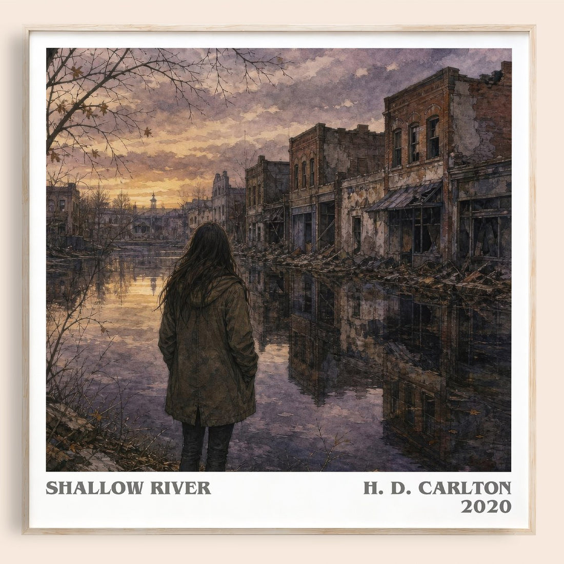 Shallow River literary book poster by H. D. Carlton – framed literary art print