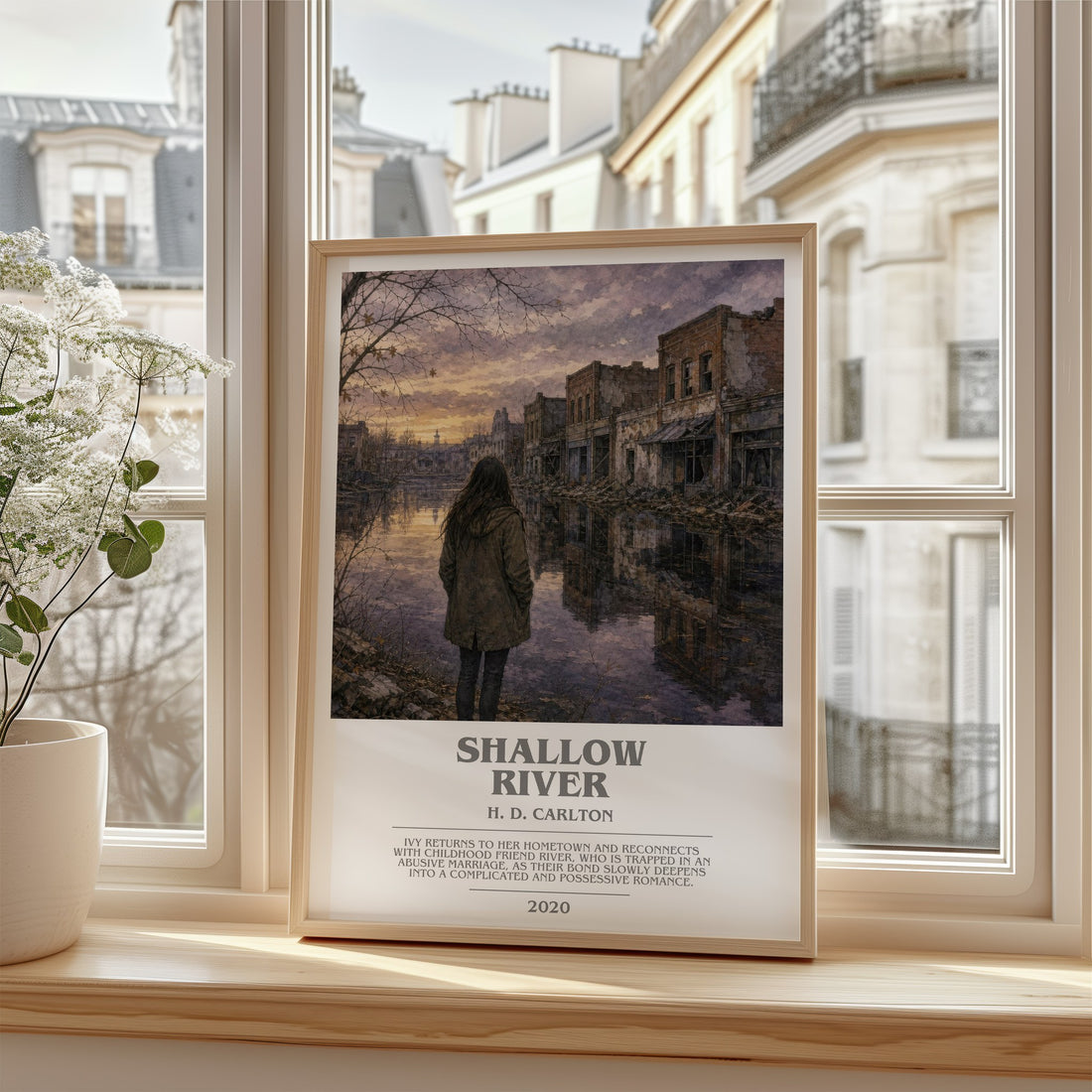 Shallow River bookish poster colour and style options – H. D. Carlton book art