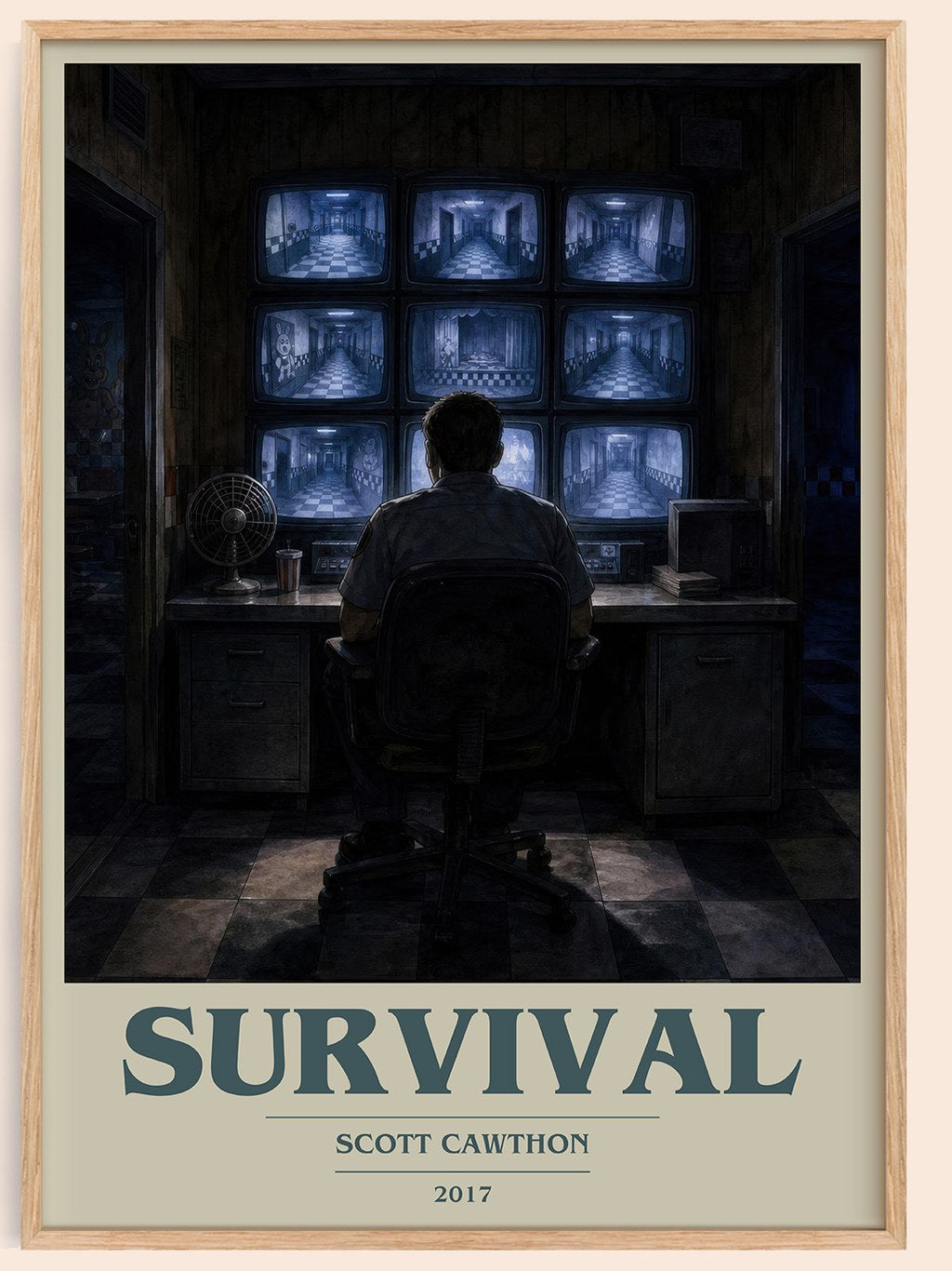 Survival book cover book poster by Scott Cawthon – framed literary art print