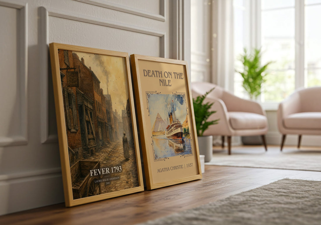 Fever 1793 watercolour print framed by window – literary home decor