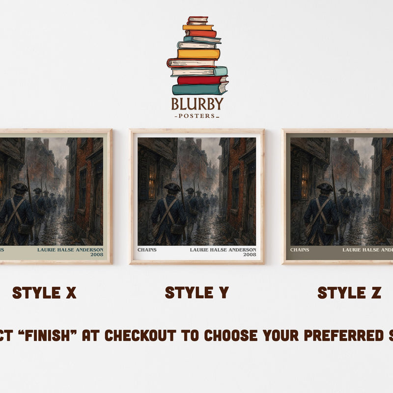 Chains literary print in frame leaning in hallway – historical fiction wall art