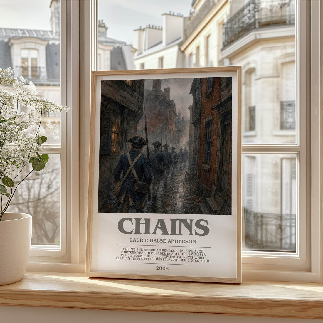 Chains bookish poster colour and style options – Laurie Halse Anderson book art