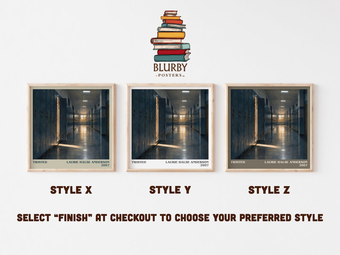 Twisted literary print in frame leaning in hallway – young adult wall art (mockup)