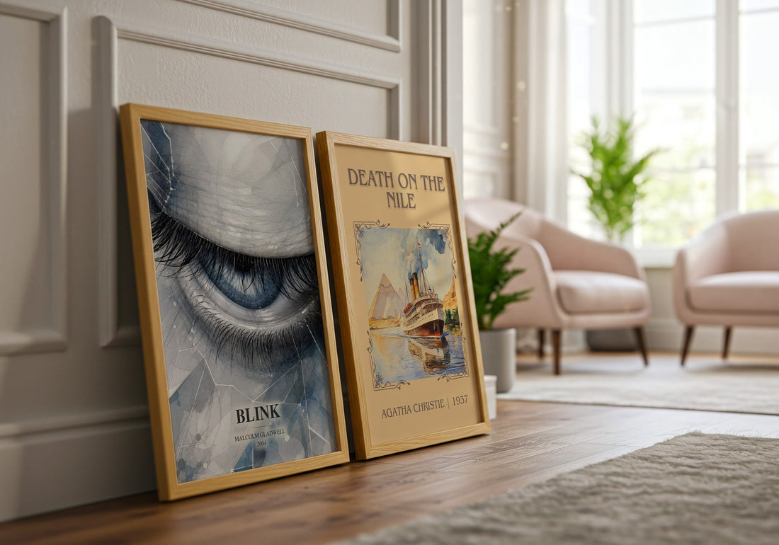 Blink watercolour print framed by window – literary home decor