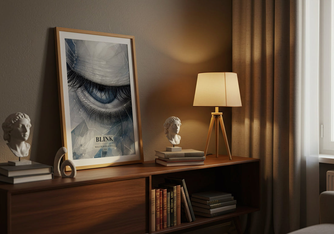 Blink watercolour print on bookshelf – Malcolm Gladwell fan gift