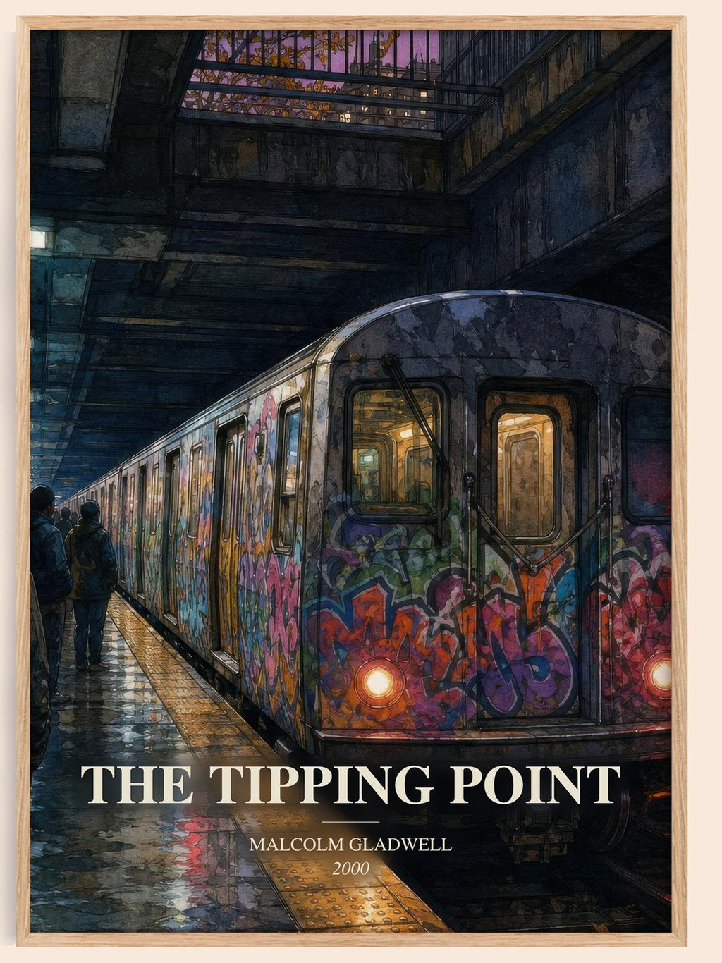 The Tipping Point watercolour book poster by Malcolm Gladwell – framed literary art print