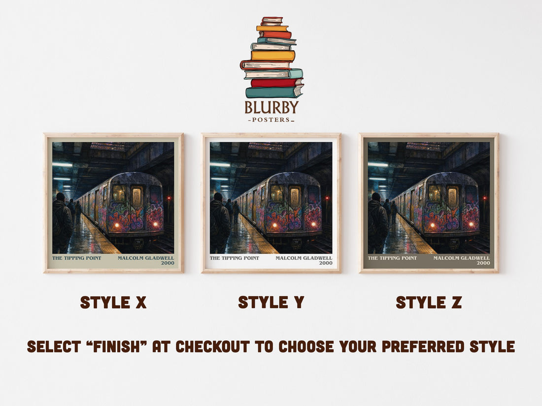 The Tipping Point literary print in frame leaning in hallway – non fiction wall art (mockup)