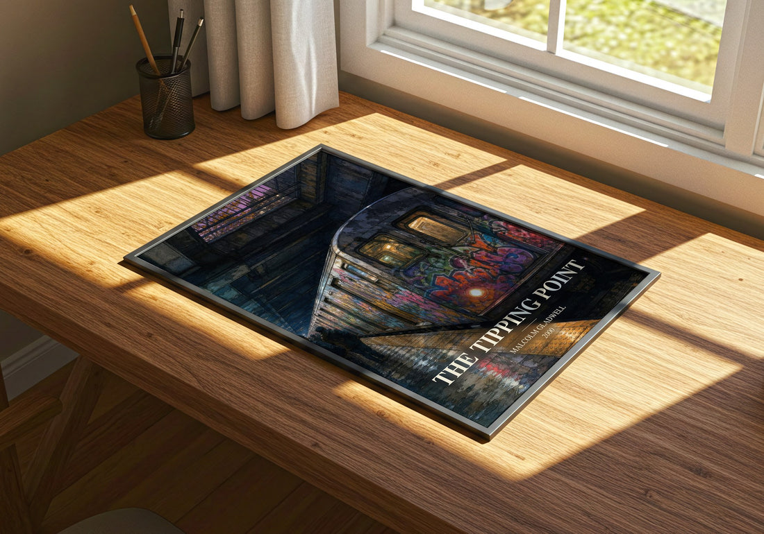 The Tipping Point watercolour book poster framed on wall – non fiction wall art