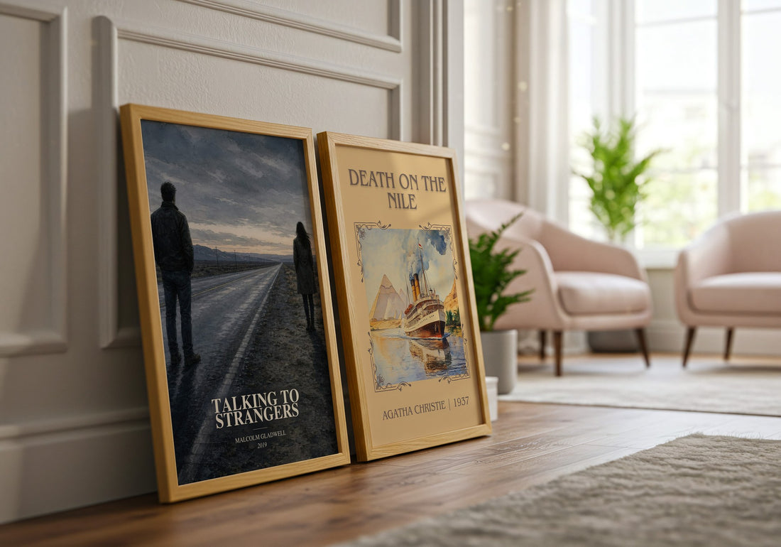 Talking to Strangers watercolour print framed by window – literary home decor