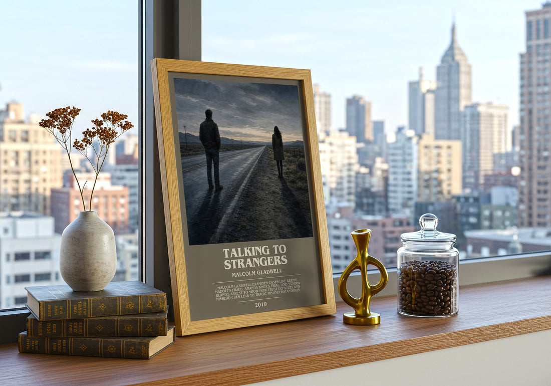 Talking to Strangers bookish print framed by window – literary home decor