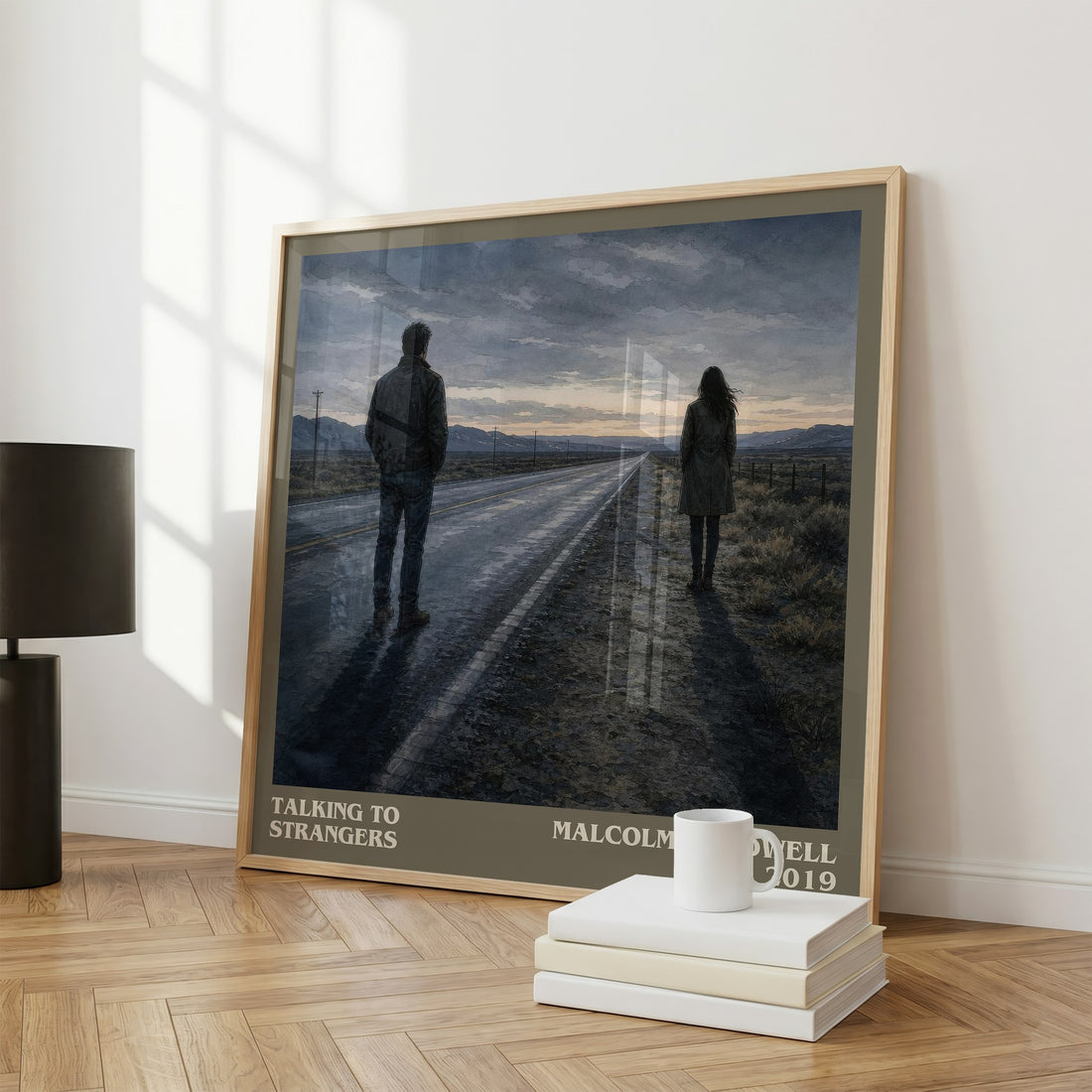 Talking to Strangers literary print framed by window – literary home decor