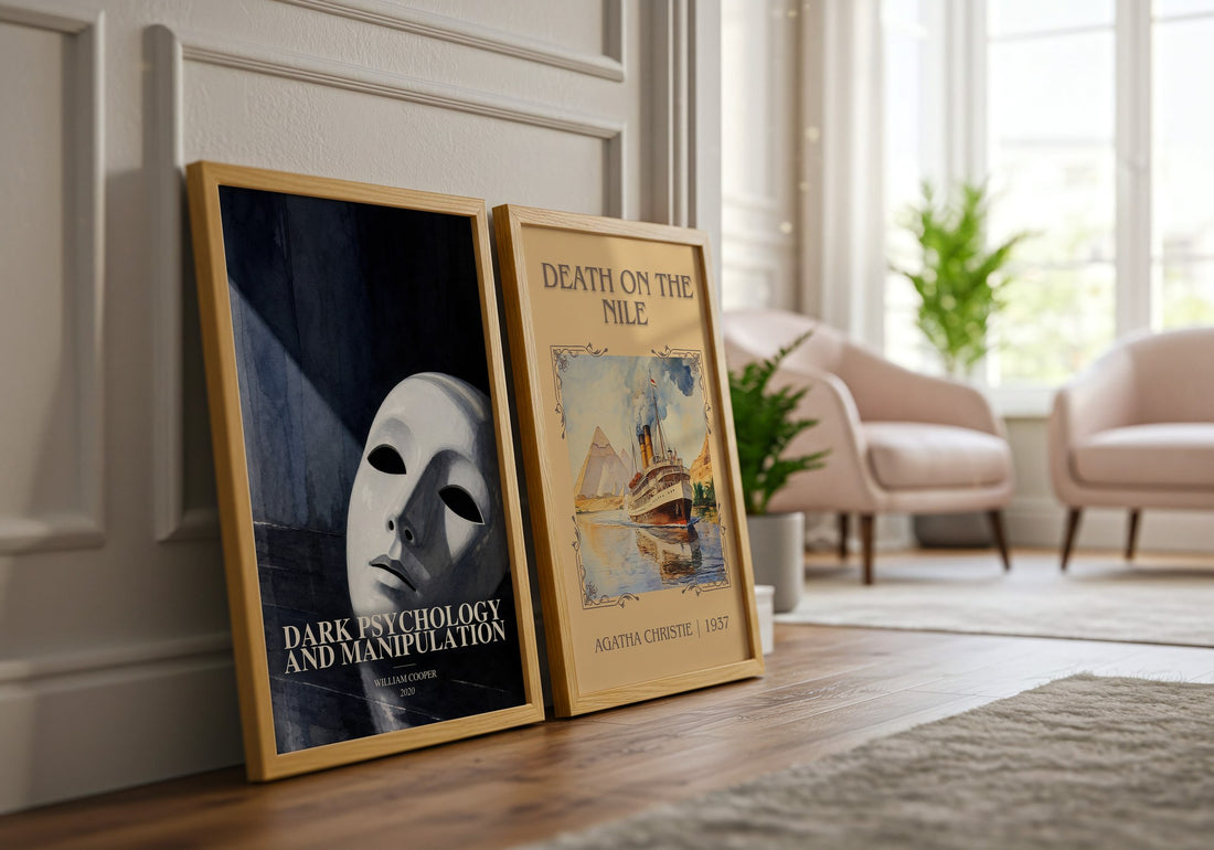 Dark Psychology and Manipulation watercolour print framed by window – literary home decor