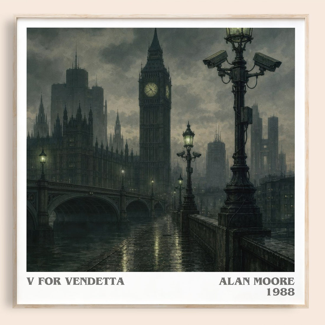 V for Vendetta literary book poster by Alan Moore – framed literary art print