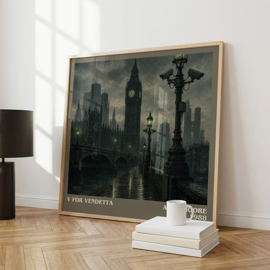 V for Vendetta literary print framed by window – literary home decor