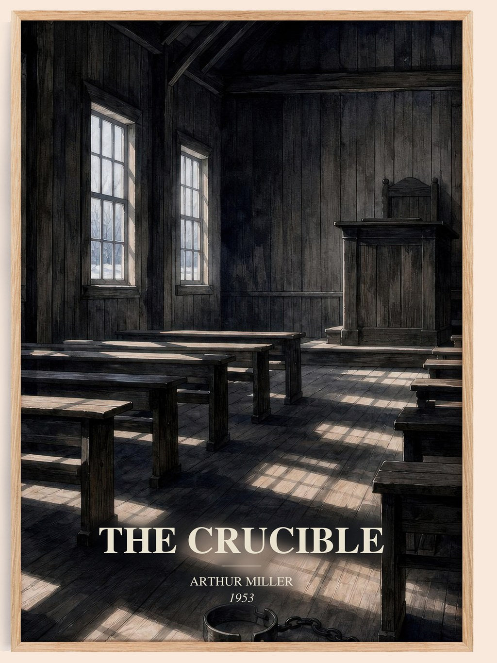 The Crucible watercolour book poster by Arthur Miller – framed literary art print